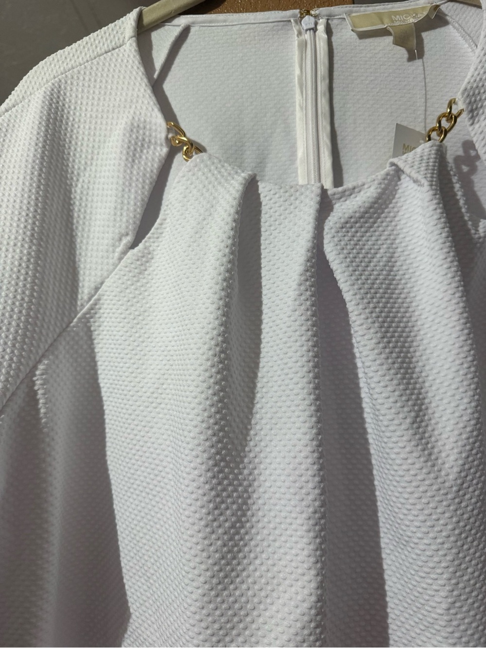 NWT Michael Kors White Knit Top with Gold Accent size 3X 🌹🌸🌼 BC BAG 08 - Picture 4 of 4